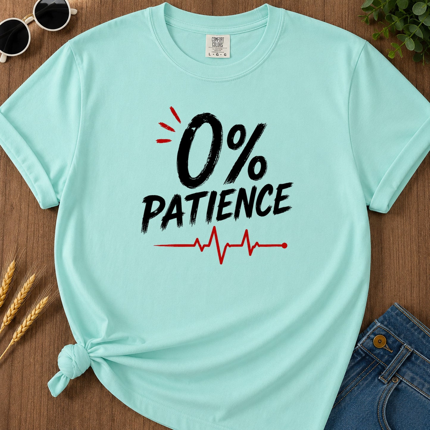 Zero Percent Patience T-Shirt - Chalky Mint Mockup