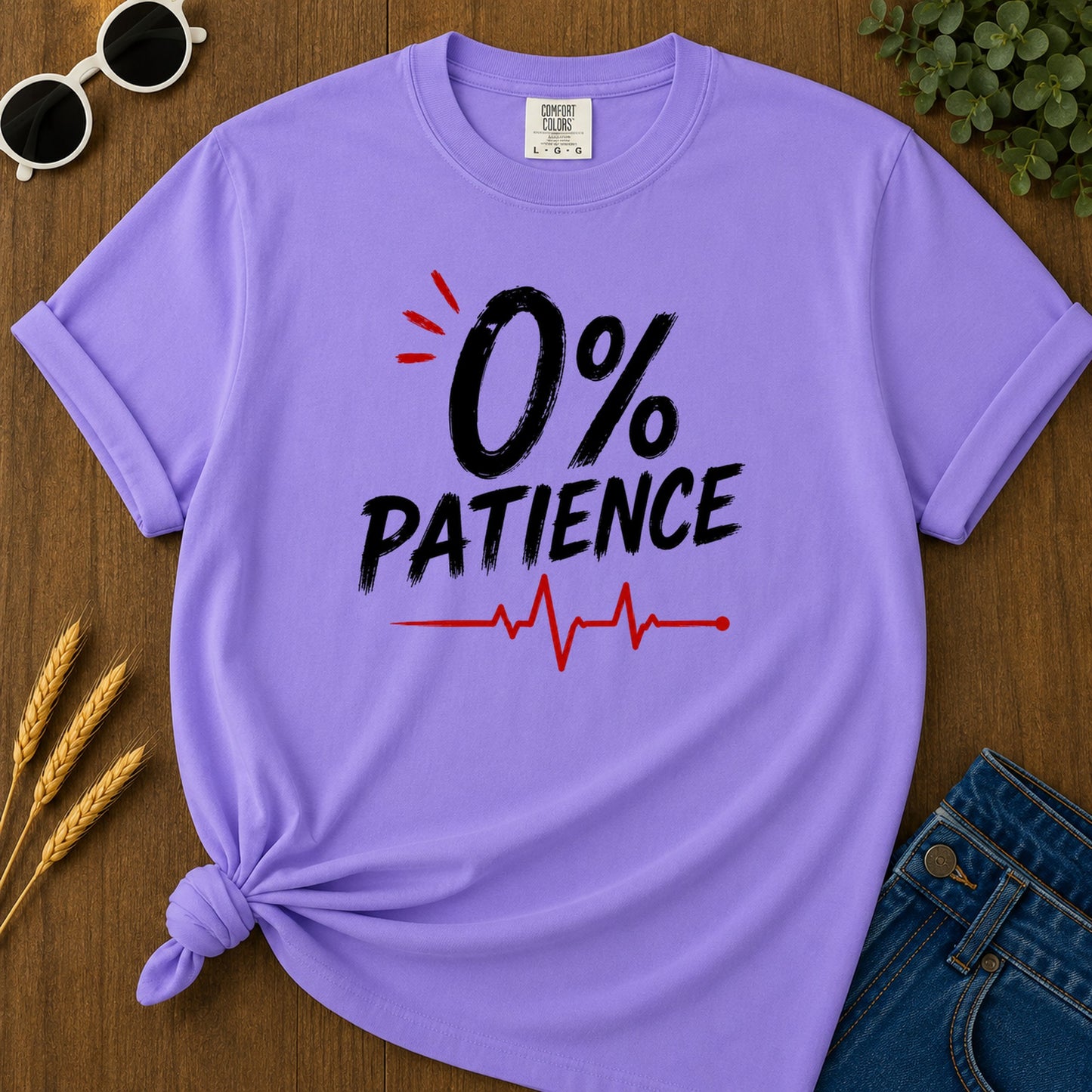 Zero Percent Patience T-Shirt - Violet Mockup
