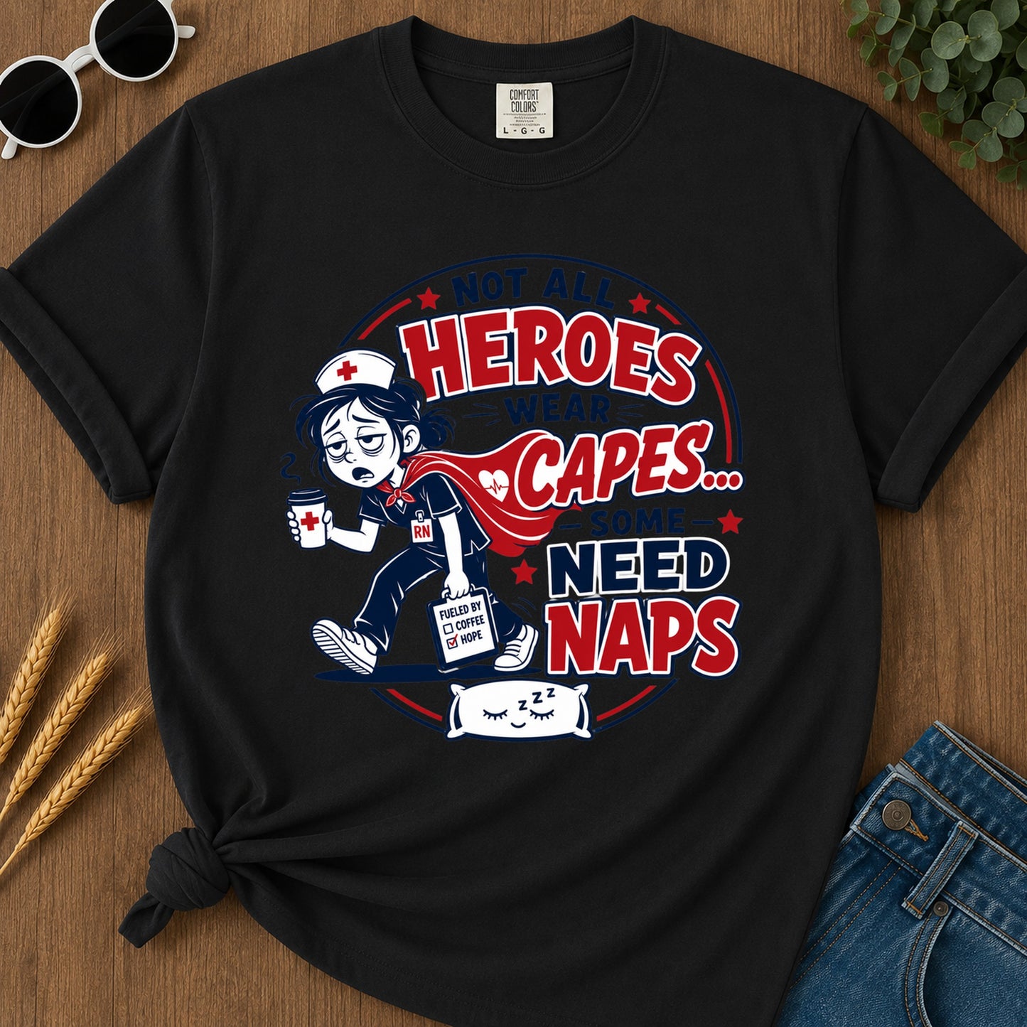 Heroes Need Naps T-Shirt - Black Mockup