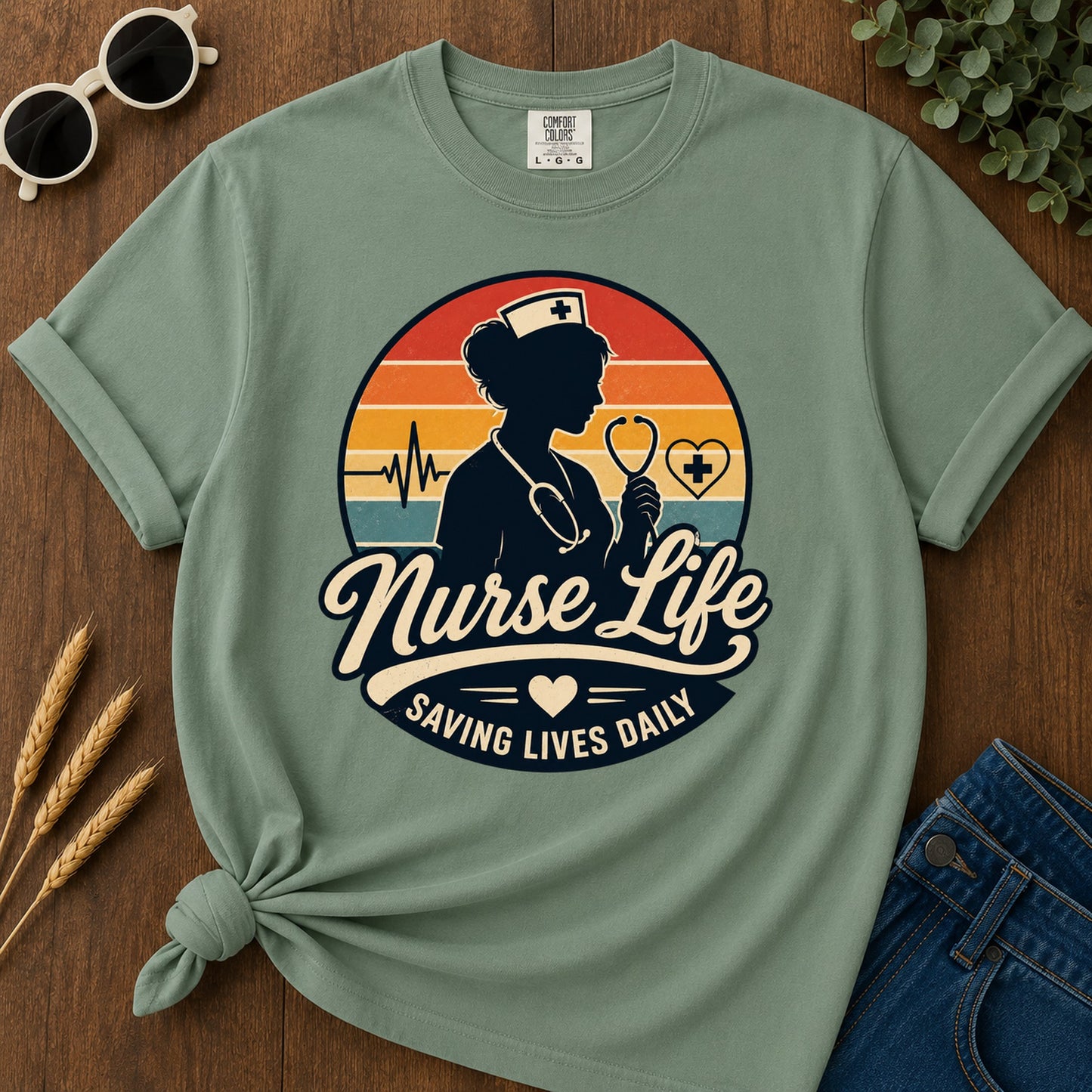 Nurse Life Saving T-Shirt - Light Green Mockup