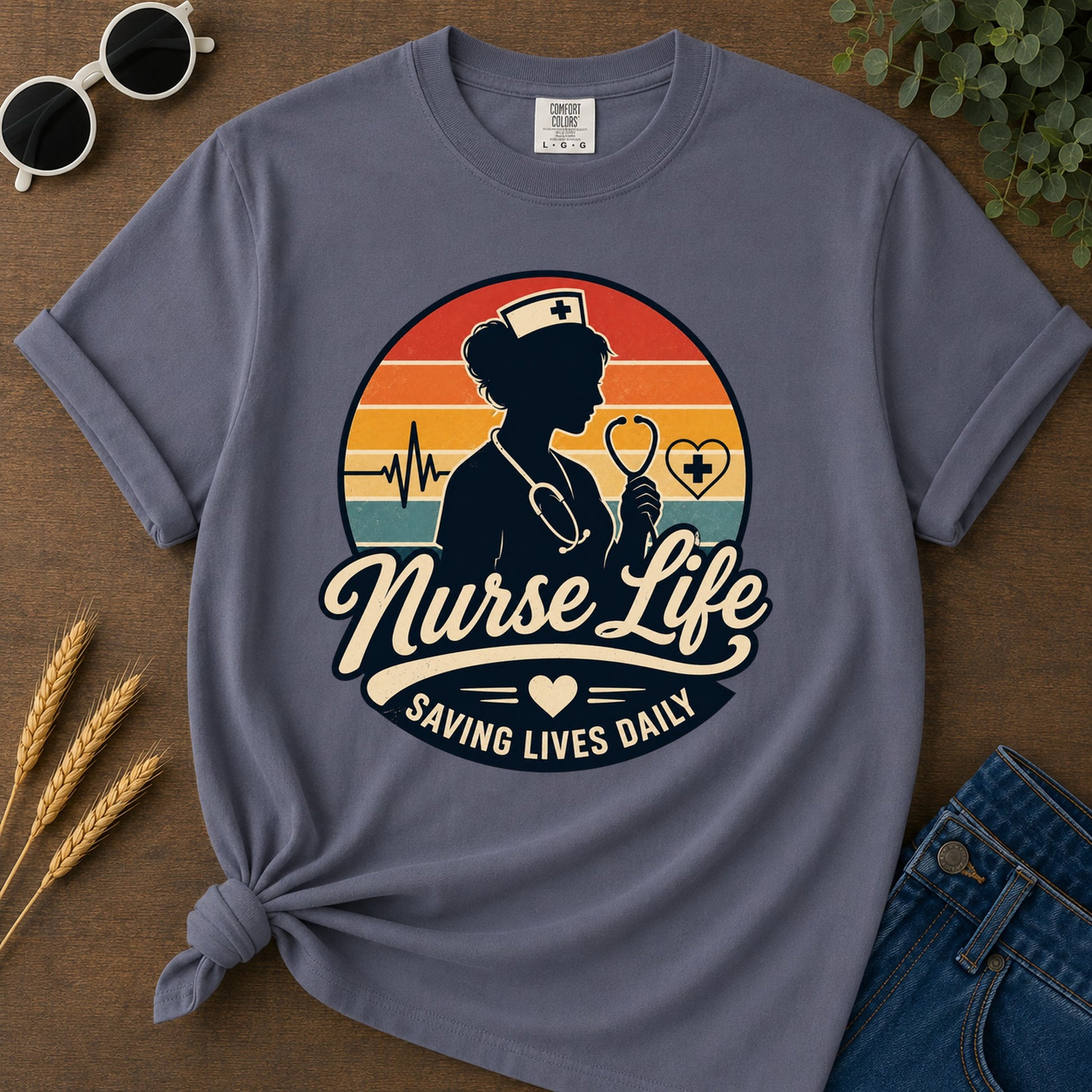 Nurse Life Saving T-Shirt - Navy Mockup