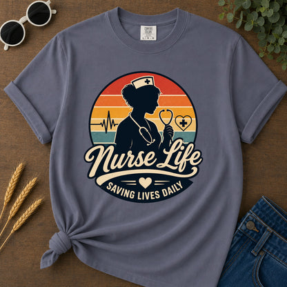 Nurse Life Saving T-Shirt - Navy Mockup