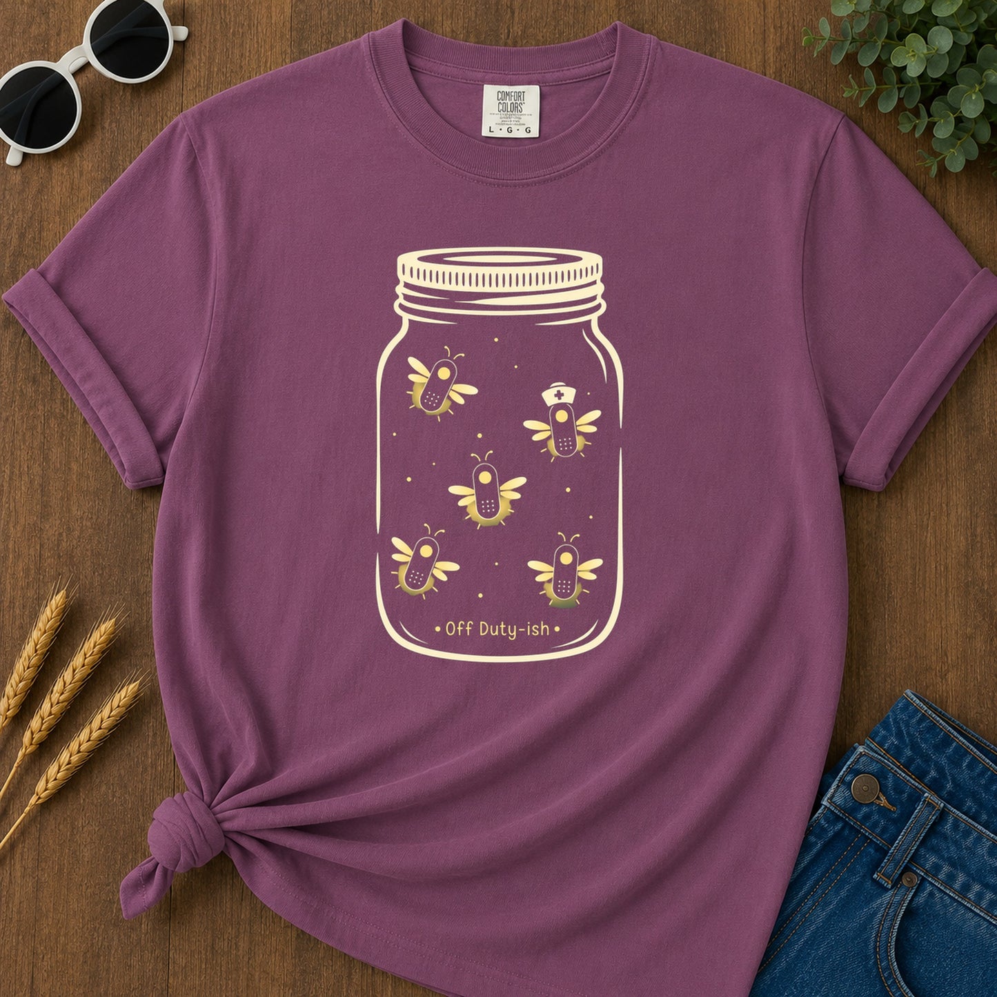 Off Duty Ish T-Shirt - Berry Mockup