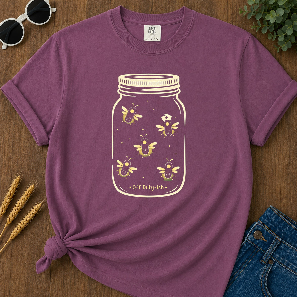 Off Duty Ish T-Shirt - Berry Mockup