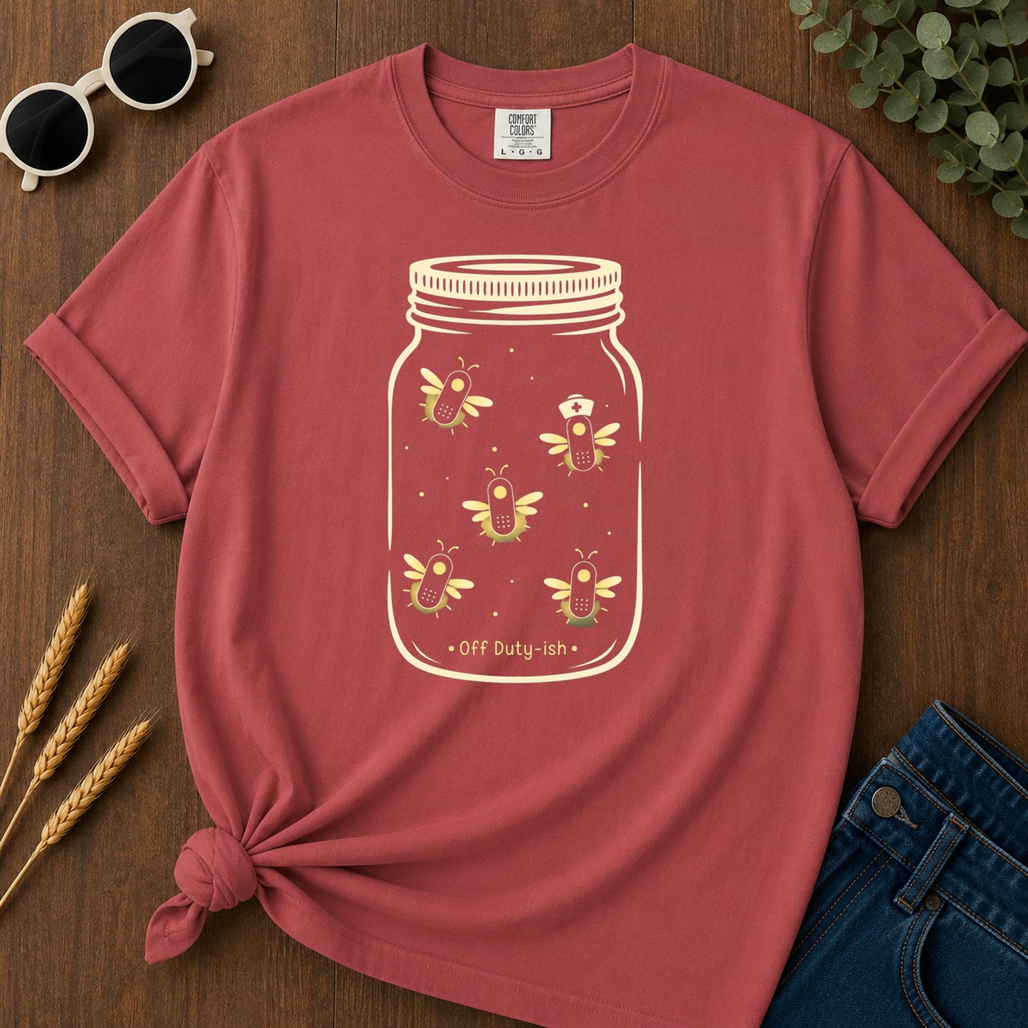 Off Duty Ish T-Shirt - Crimson Mockup