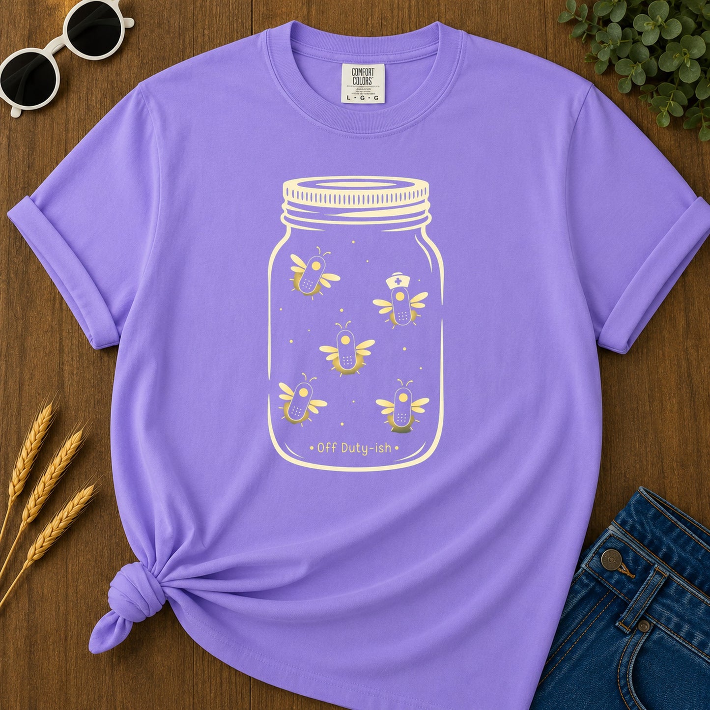 Off Duty Ish T-Shirt - Violet Mockup