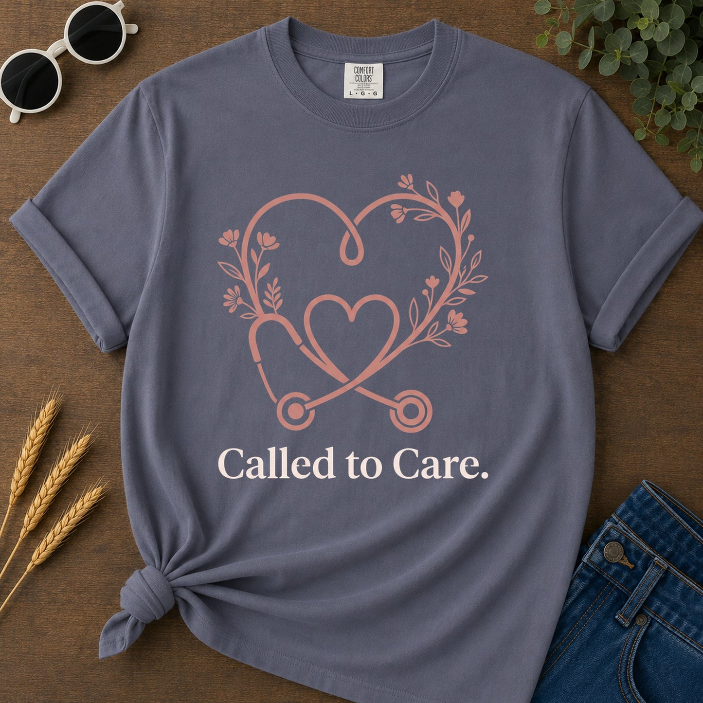 Called Care T-Shirt - Navy Mockup