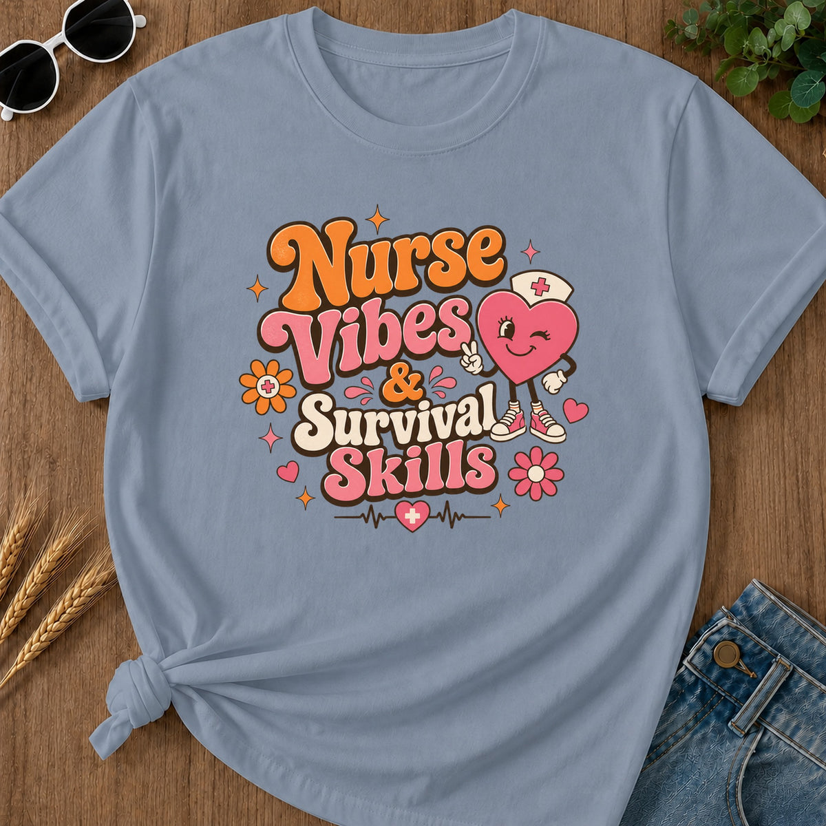 Survival Skills T-Shirt - Blue Jean Mockup