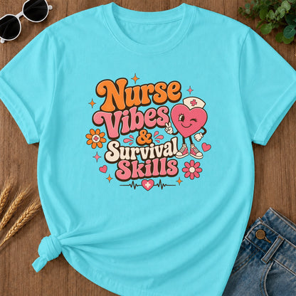 Survival Skills T-Shirt - Lagoon Blue Mockup