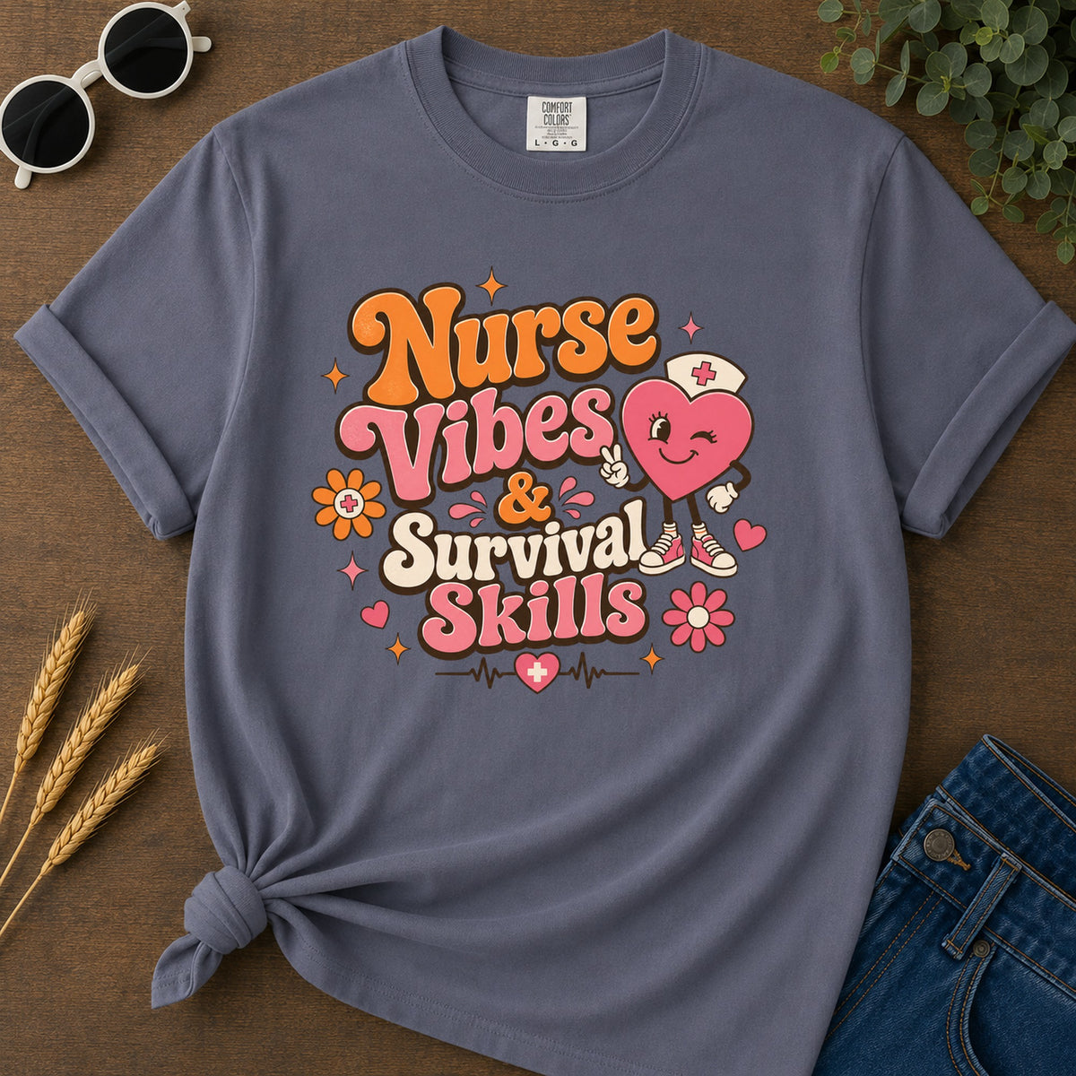 Survival Skills T-Shirt - Navy Mockup