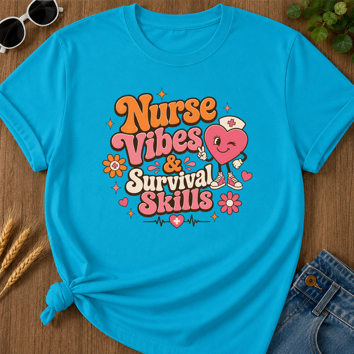 Survival Skills T-Shirt - Sapphire Mockup