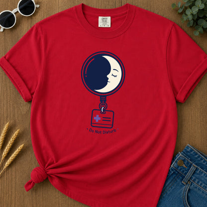Do Not Disturb Moon T-Shirt - Red Mockup