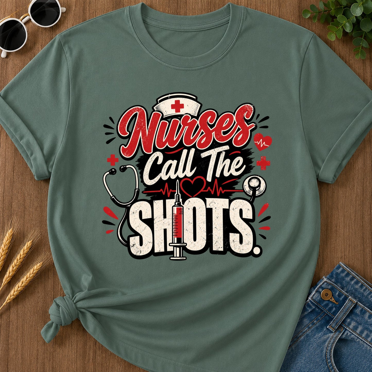 Call The Shots T-Shirt - Blue Spruce Mockup