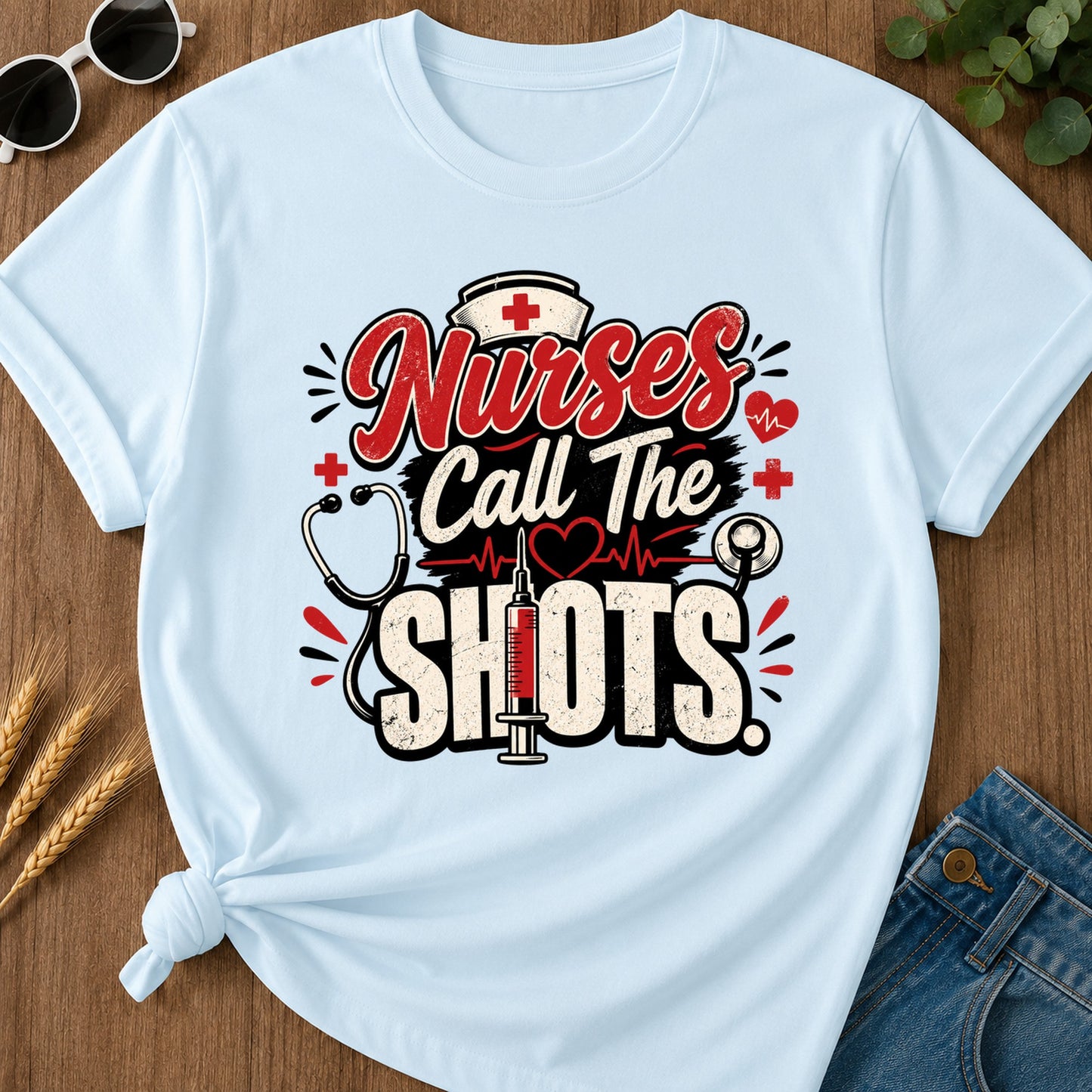 Call The Shots T-Shirt - Chambray Mockup