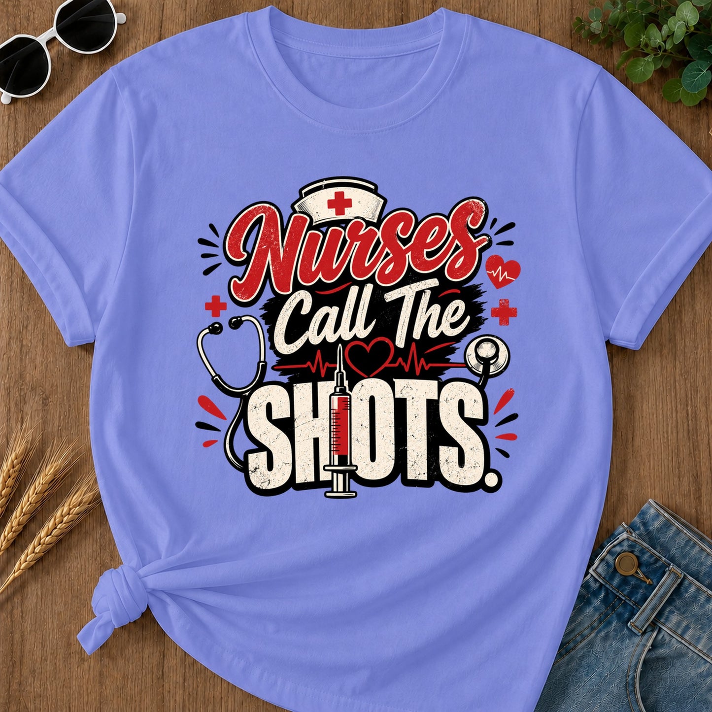 Call The Shots T-Shirt - Flo Blue Mockup