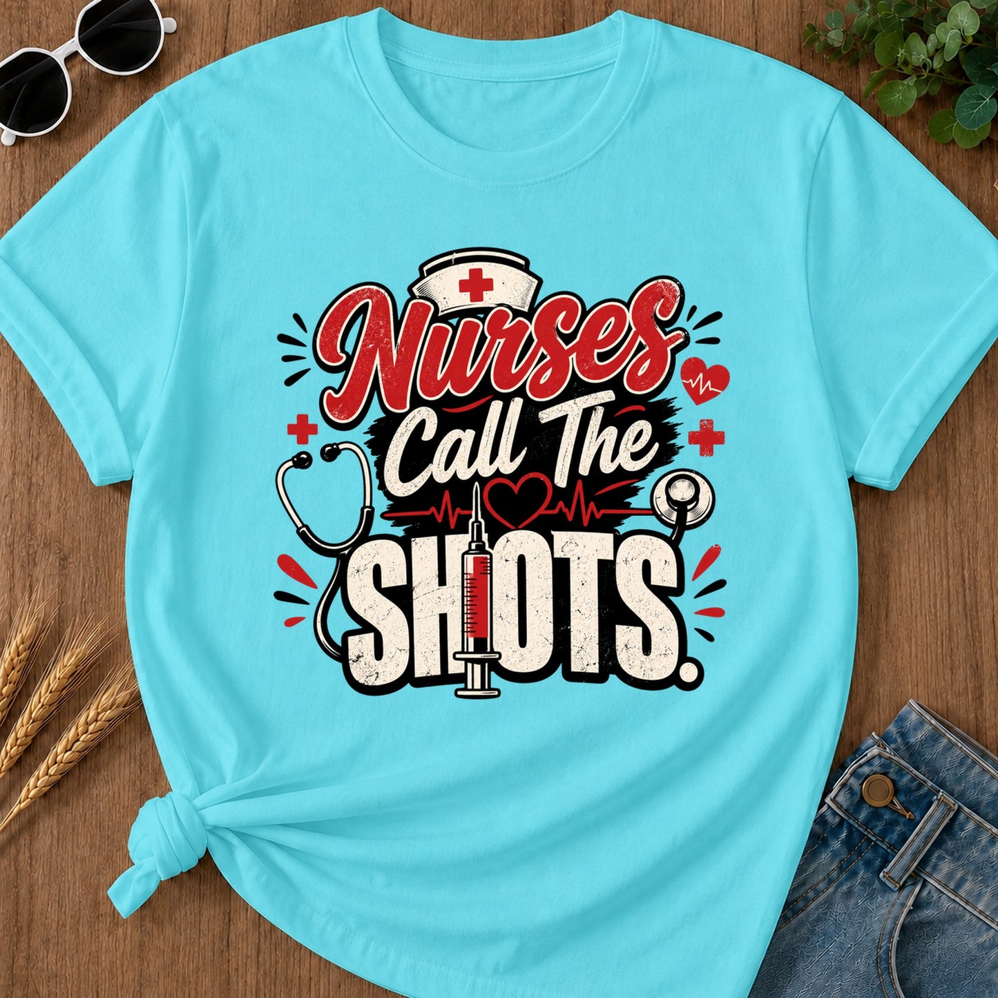 Call The Shots T-Shirt - Lagoon Blue Mockup