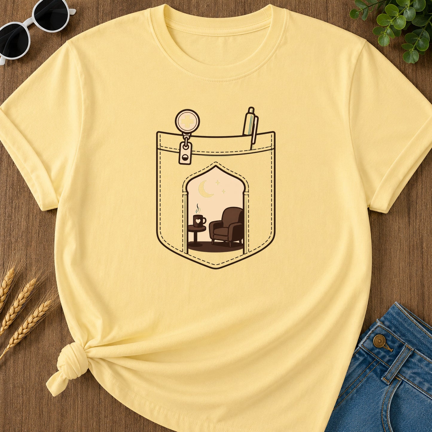 Pocket Rest T-Shirt - Butter Mockup