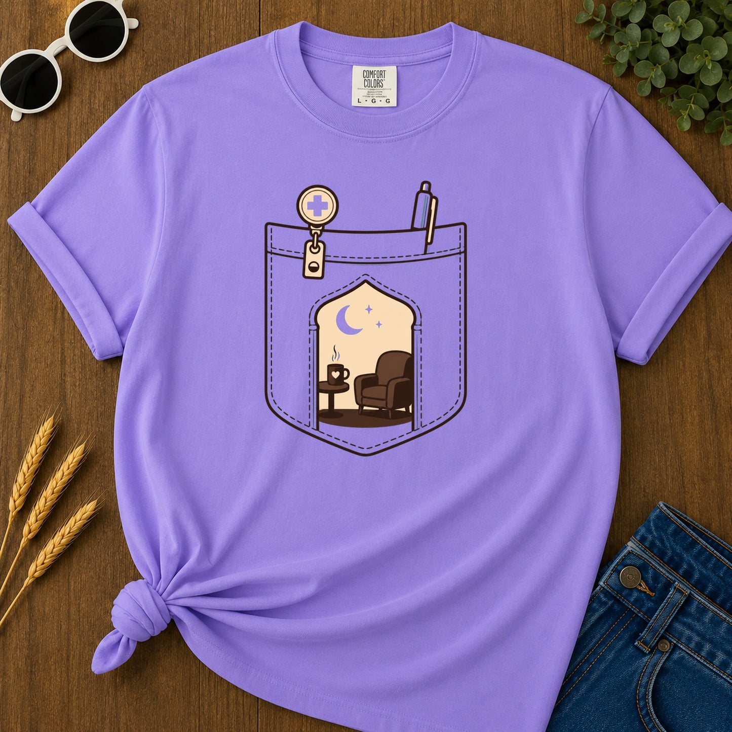 Pocket Rest T-Shirt - Violet Mockup