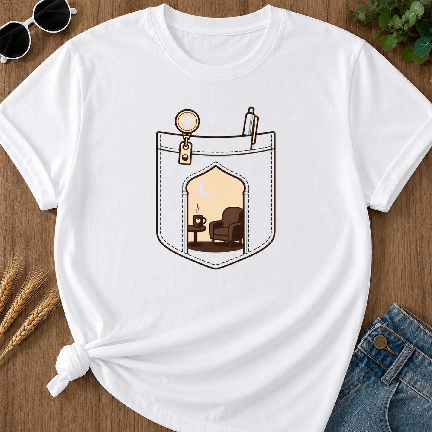 Pocket Rest T-Shirt - White Mockup