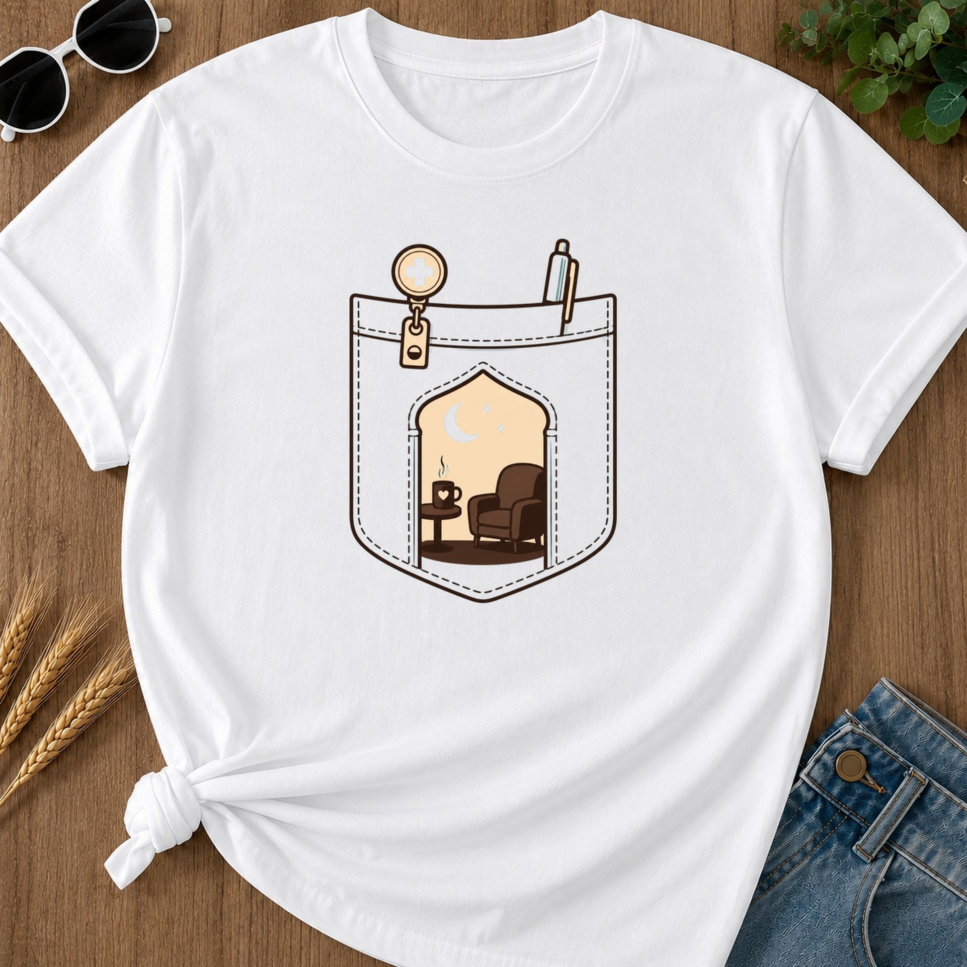 Pocket Rest T-Shirt - White Mockup