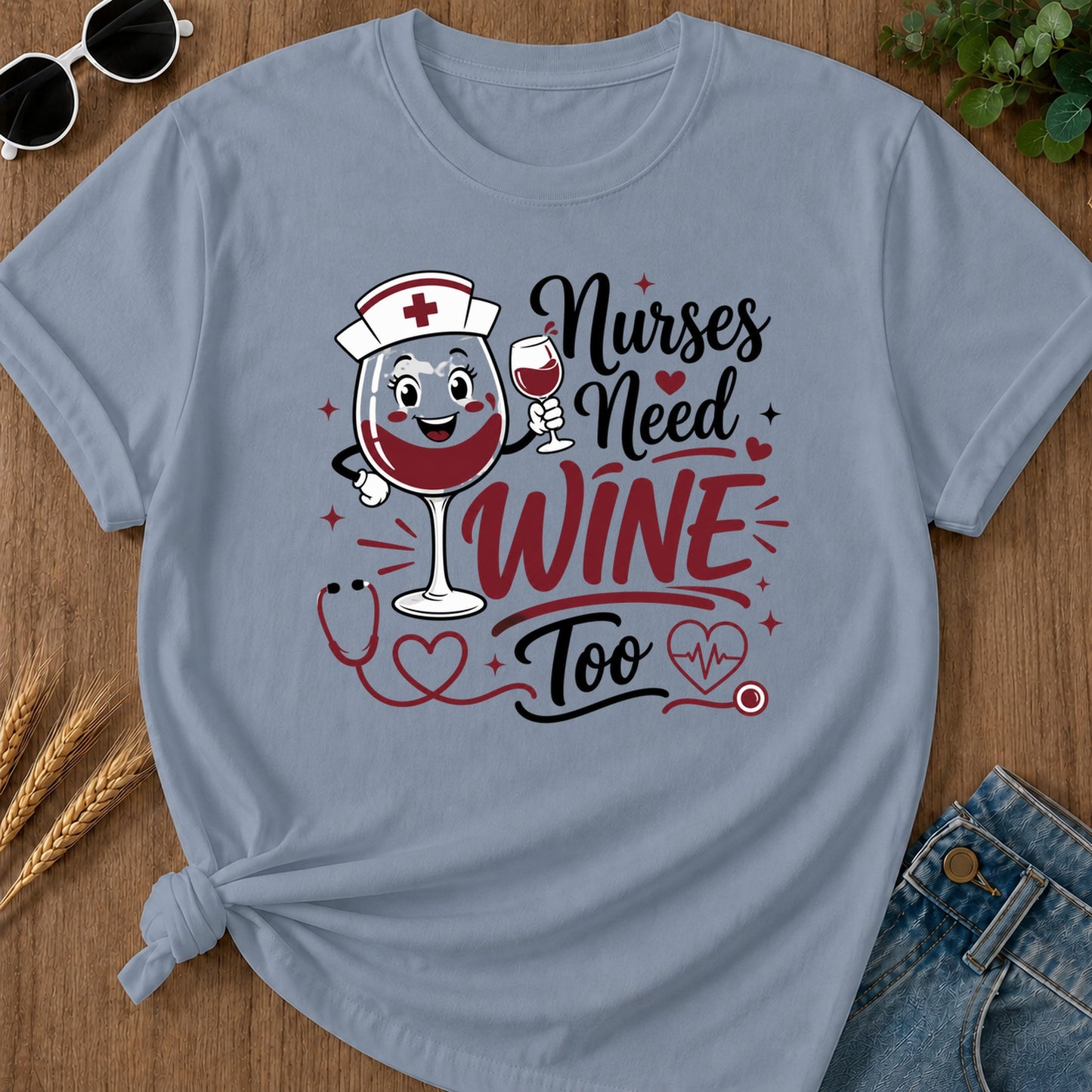 Need Wine T-Shirt - Blue Jean Mockup