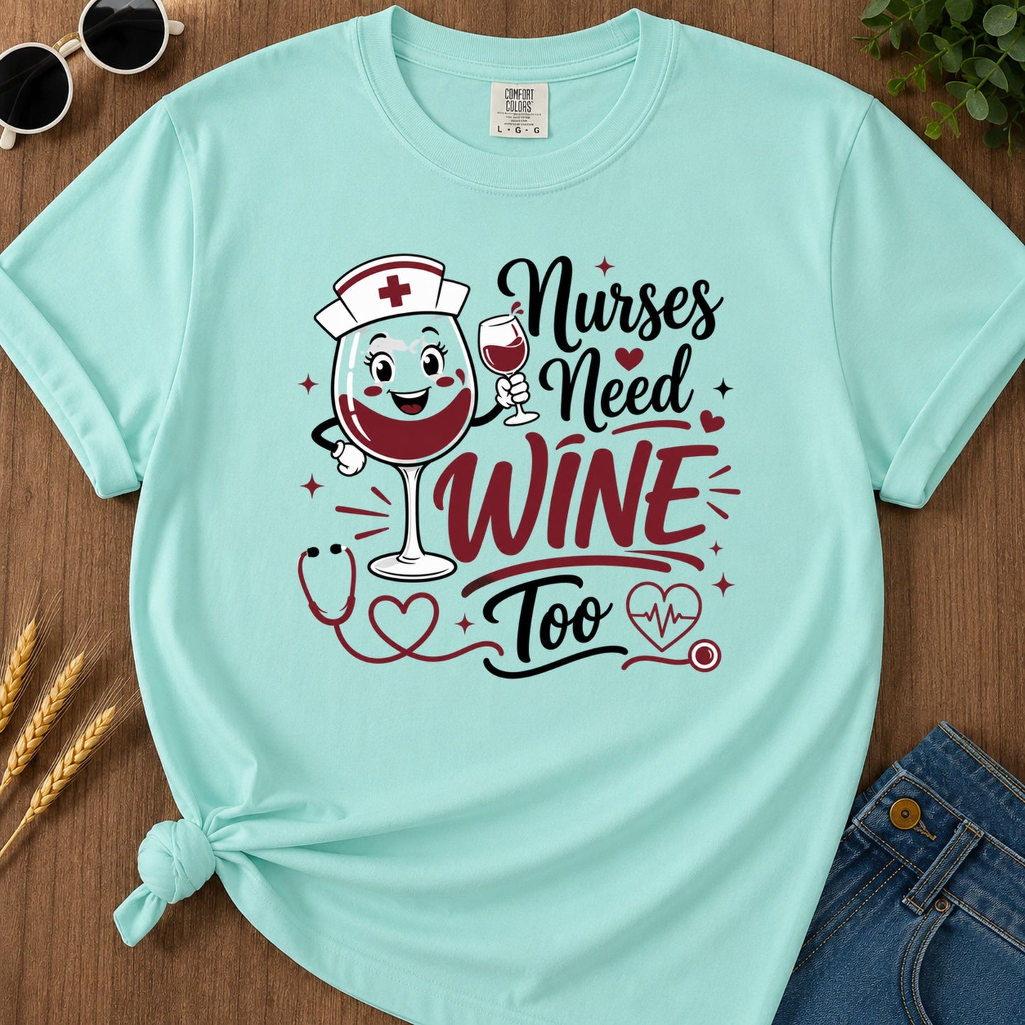 Need Wine T-Shirt - Chalky Mint Mockup