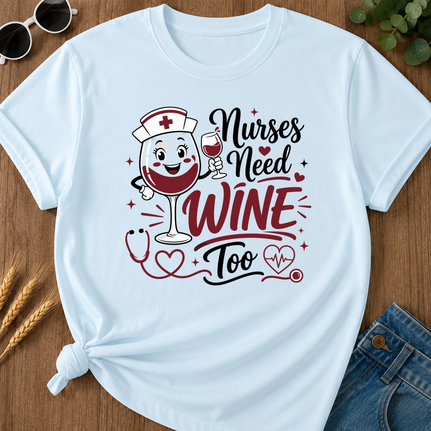 Need Wine T-Shirt - Chambray Mockup