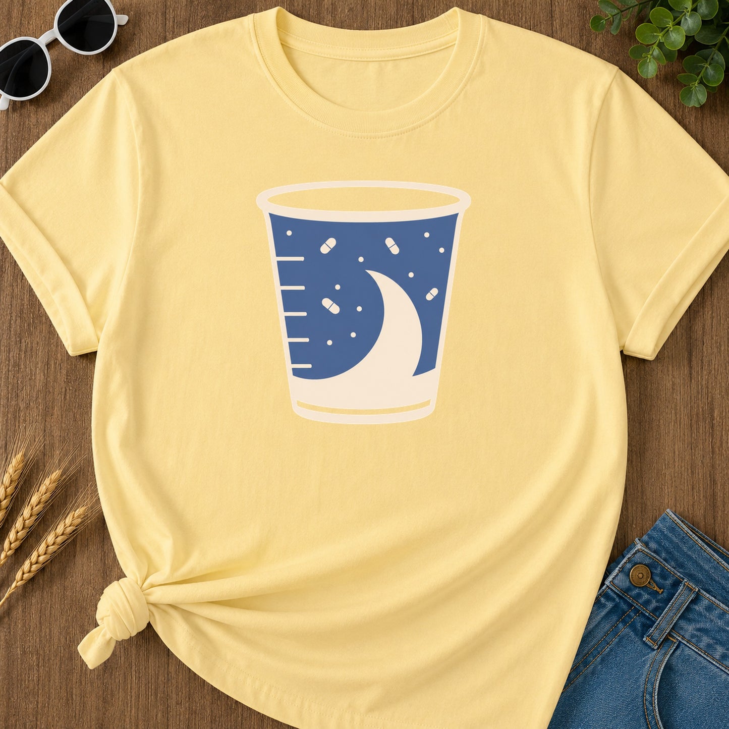 Pill Cup T-Shirt - Butter Mockup