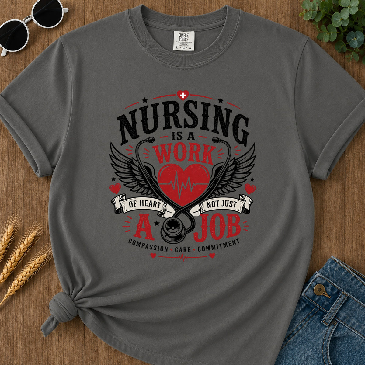 Nursing Work T-Shirt - Pepper Mockup