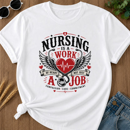Nursing Work T-Shirt - White Mockup