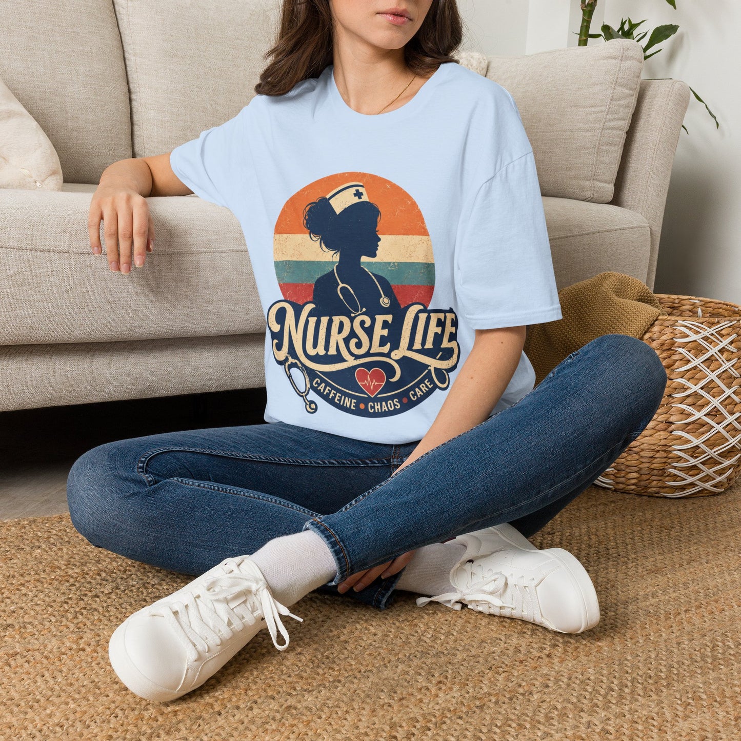 Nurse Life Caffeine Chaos Care T-shirt