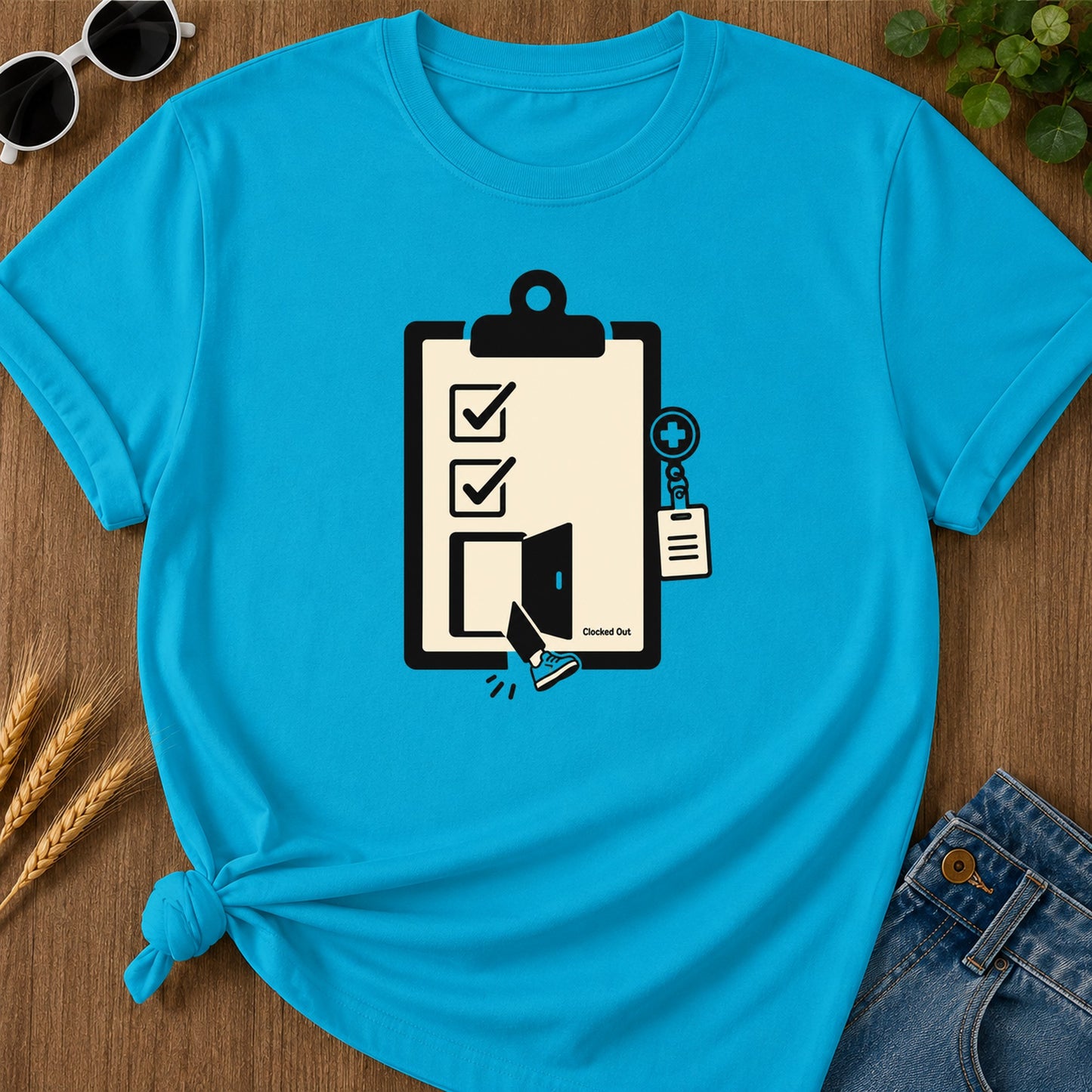 Clocked Out T-Shirt - Sapphire Mockup