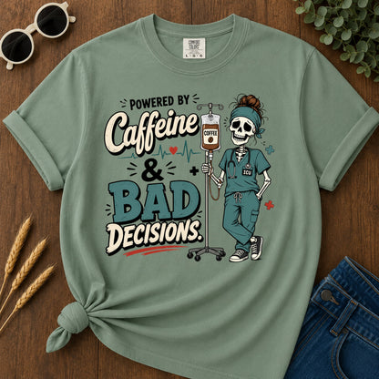 Powered Caffeine T-Shirt - Light Green Mockup
