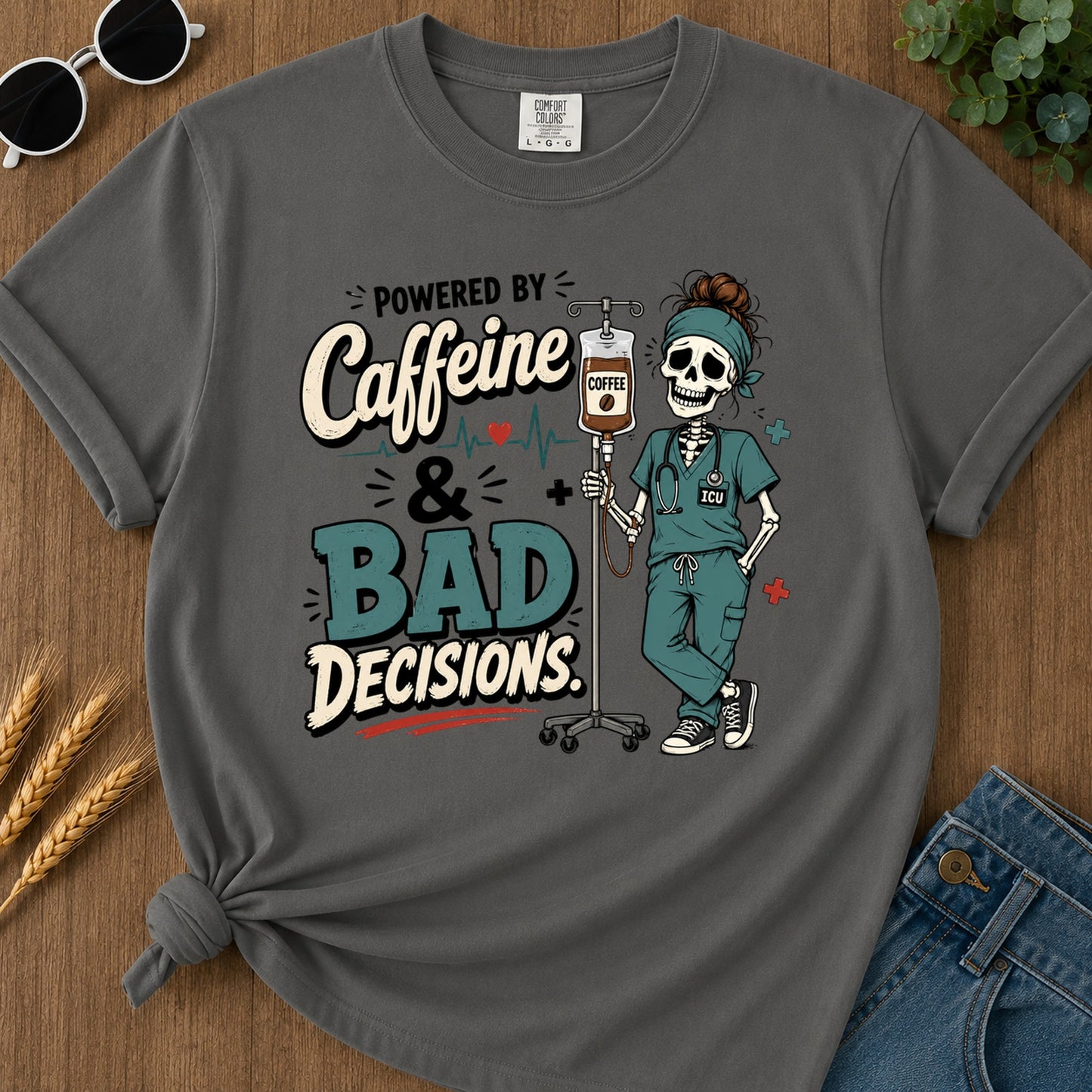 Powered Caffeine T-Shirt - Pepper Mockup