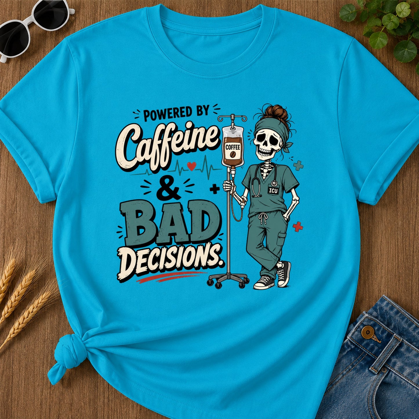 Powered Caffeine T-Shirt - Sapphire Mockup