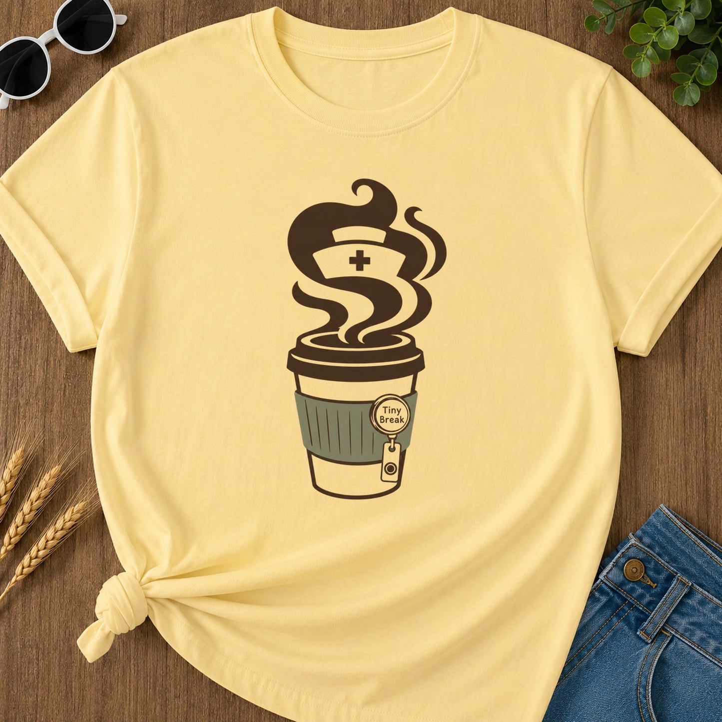 Tiny Break T-Shirt - Butter Mockup