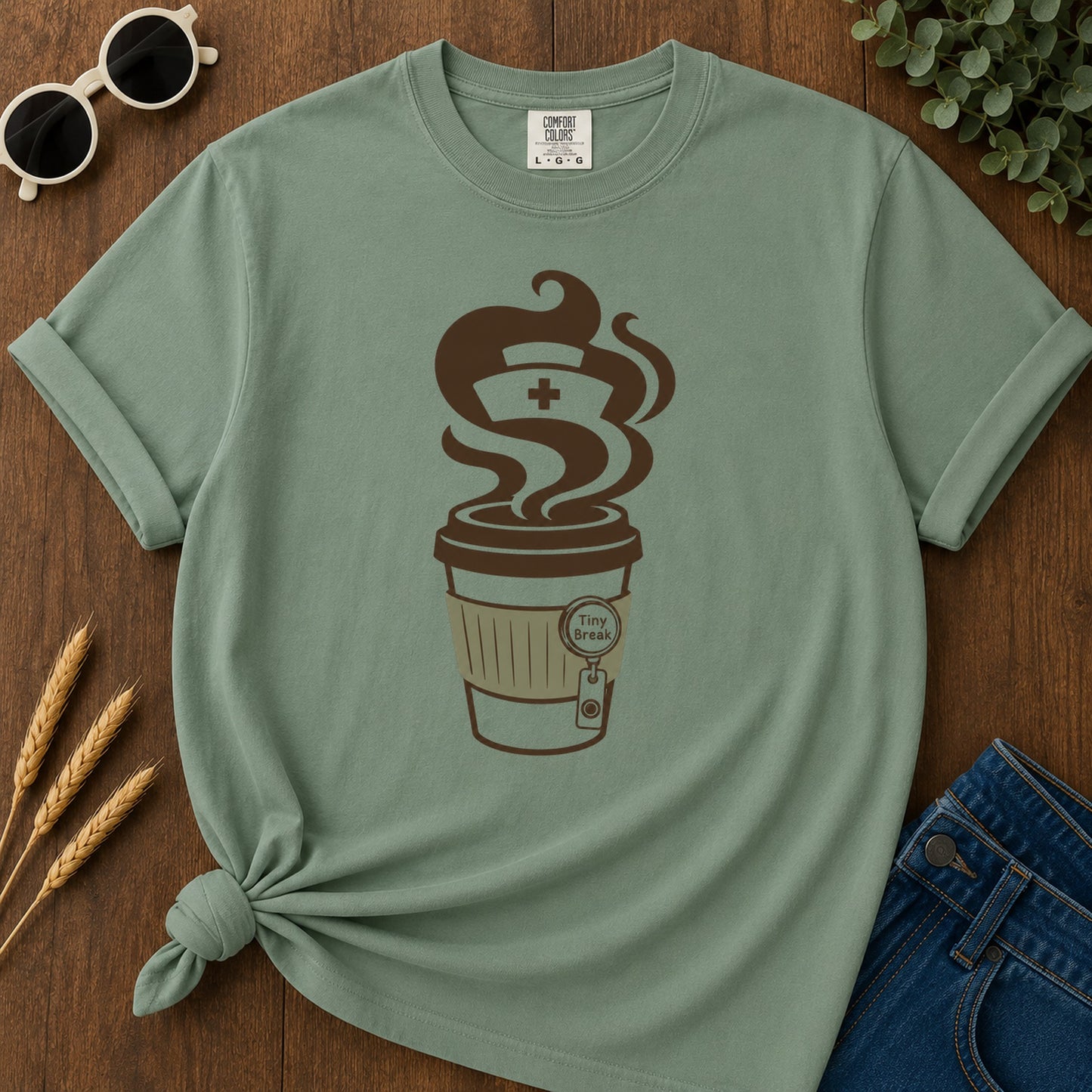 Tiny Break T-Shirt - Light Green Mockup