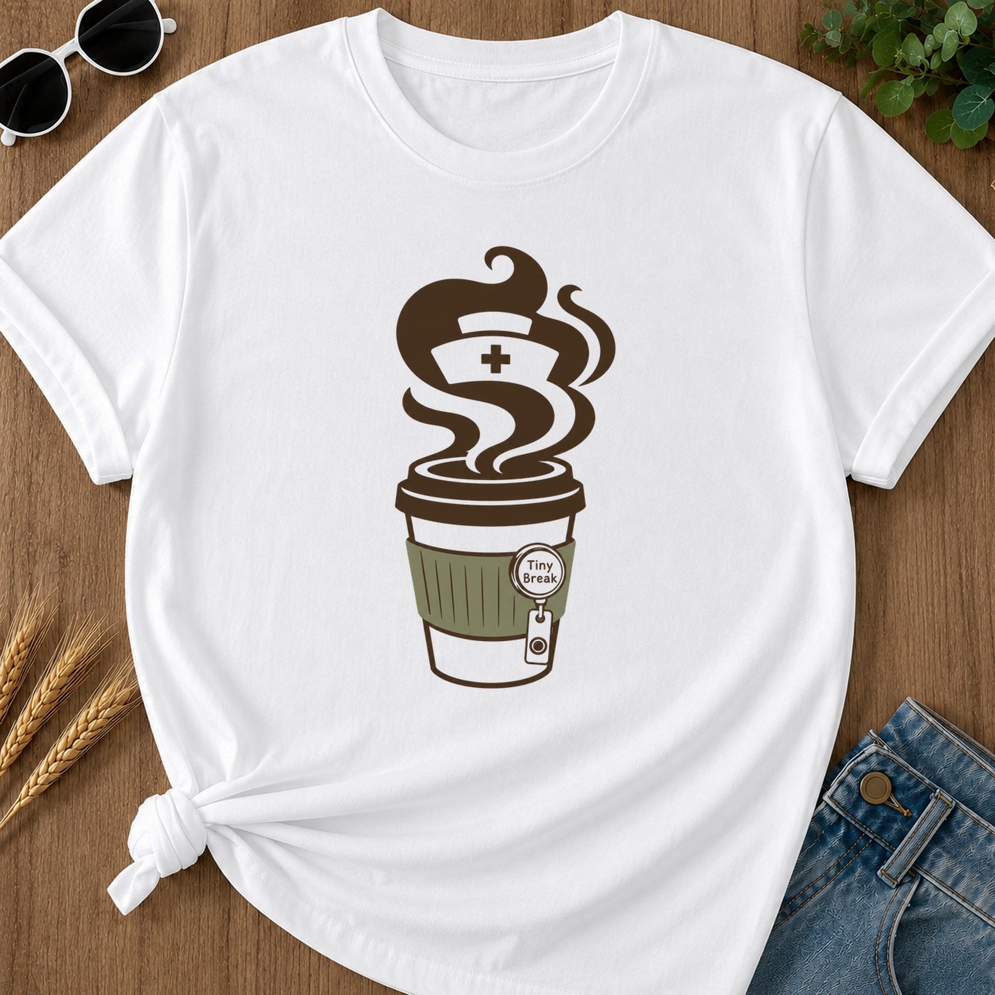 Tiny Break T-Shirt - White Mockup