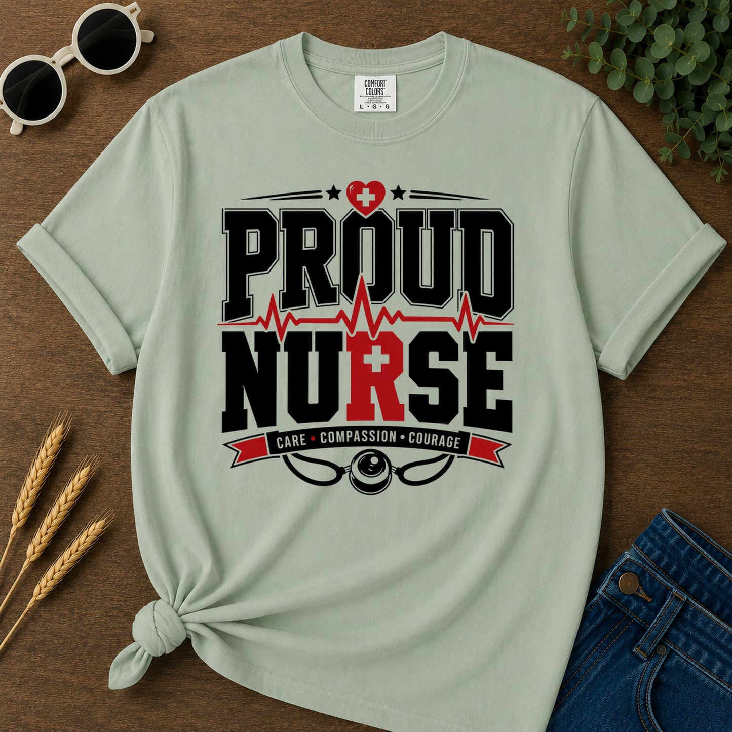 Proud Nurse T-Shirt - Bay Mockup