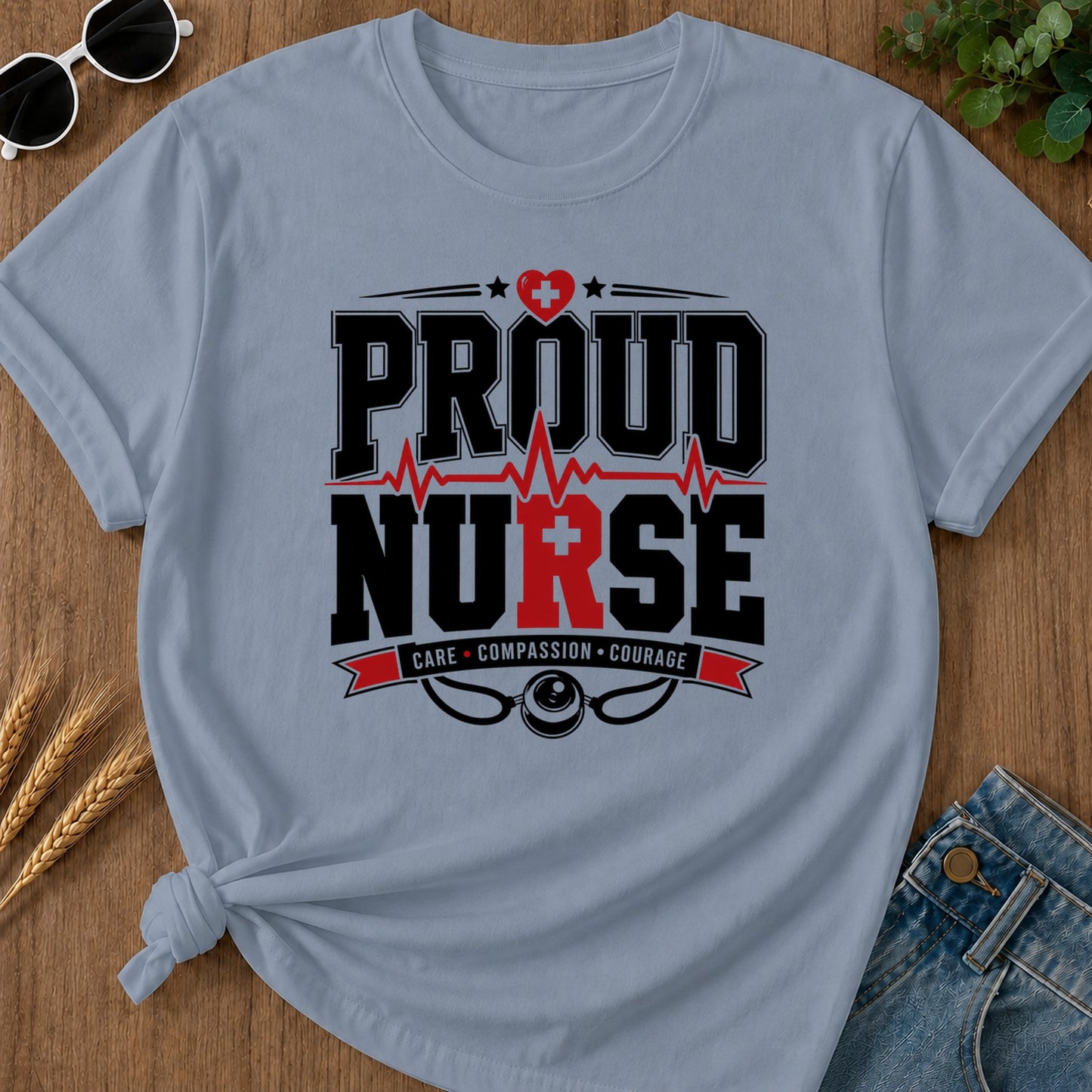 Proud Nurse T-Shirt - Blue Jean Mockup