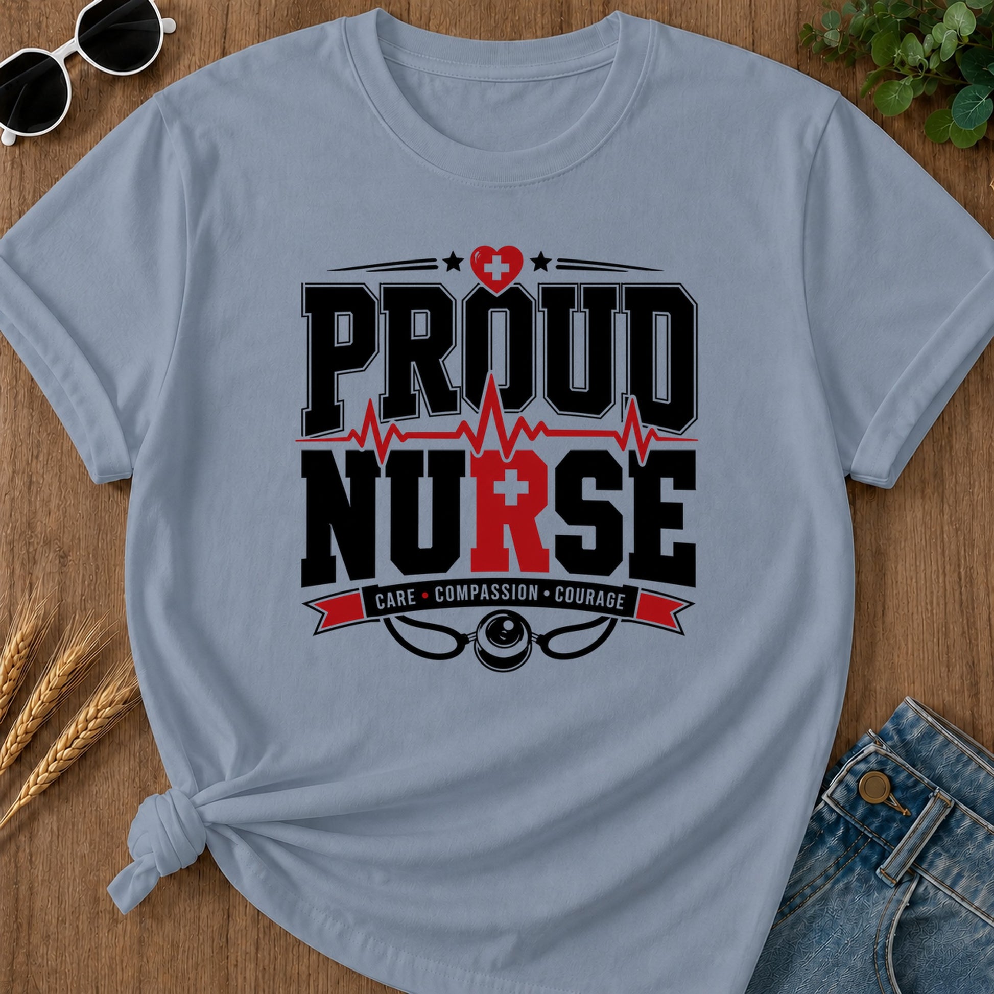 Proud Nurse T-Shirt - Blue Jean Mockup