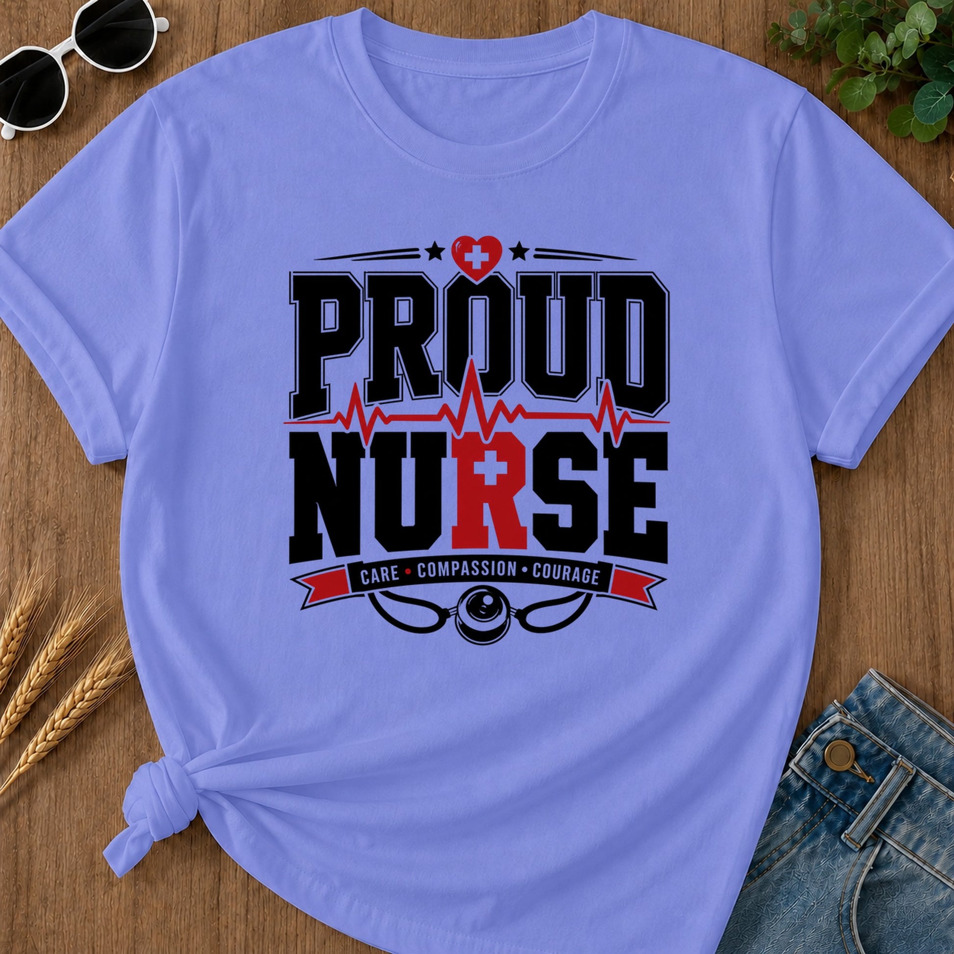 Proud Nurse T-Shirt - Flo Blue Mockup