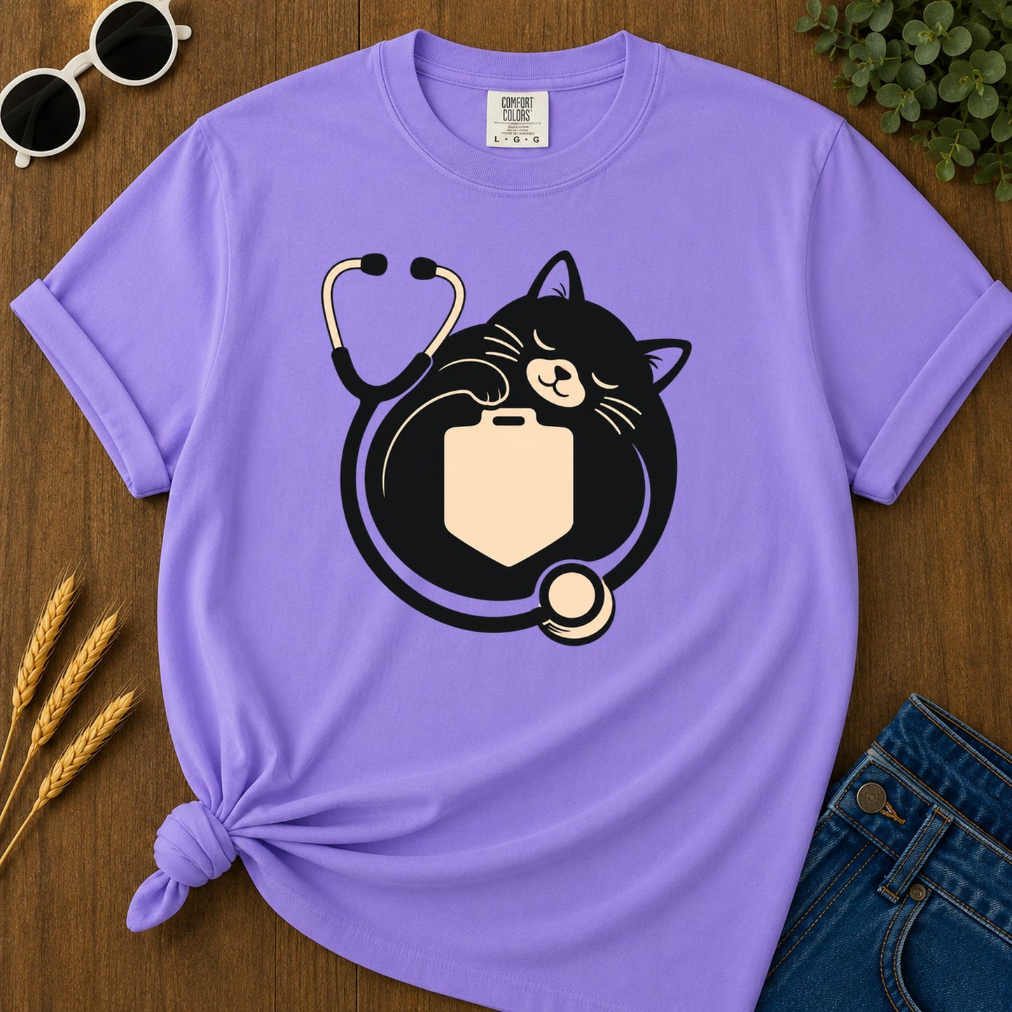 Cat Nurse T-Shirt - Violet Mockup