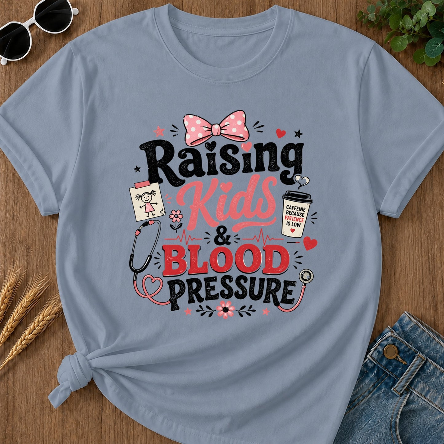 Raising Kids T-Shirt - Blue Jean Mockup