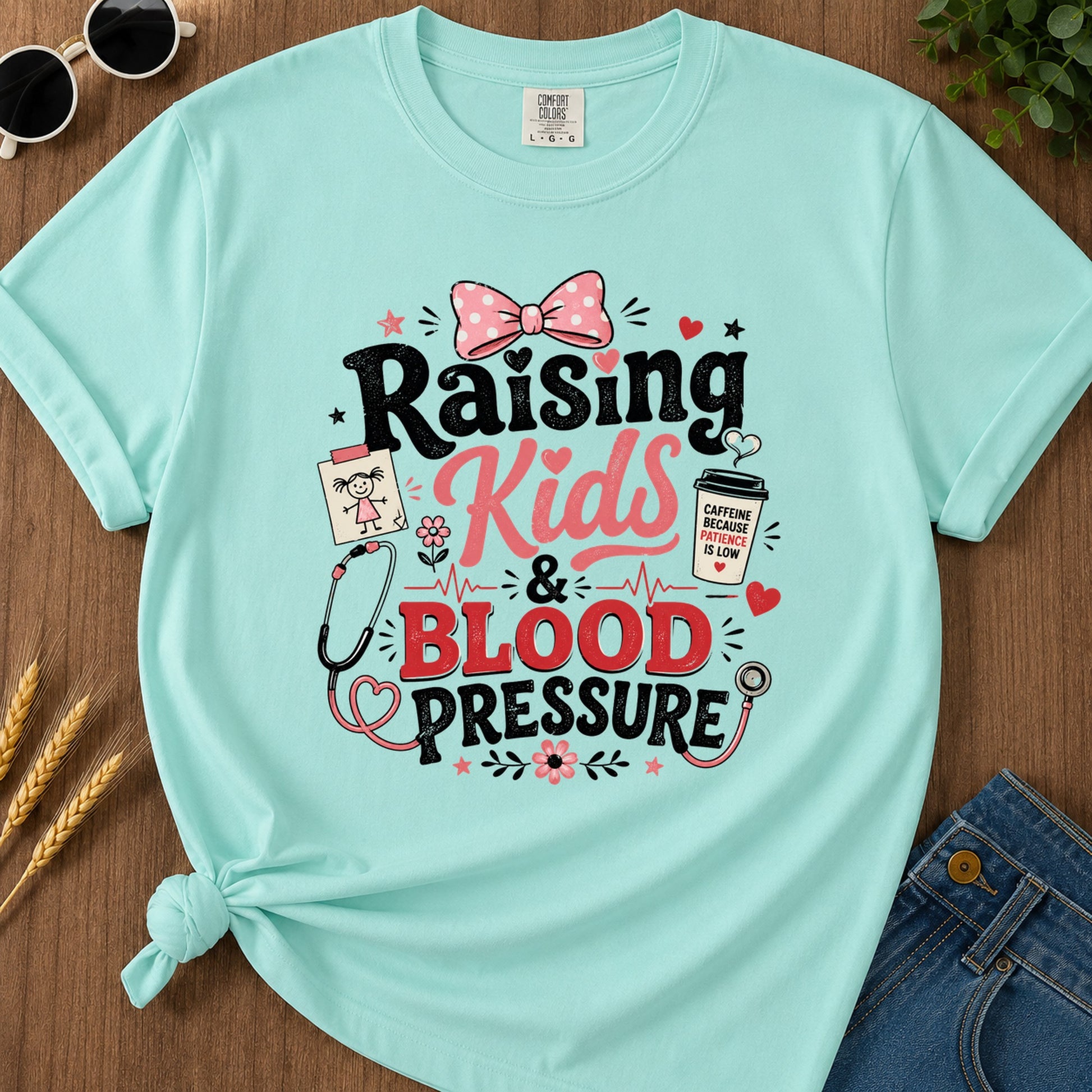 Raising Kids T-Shirt - Chalky Mint Mockup