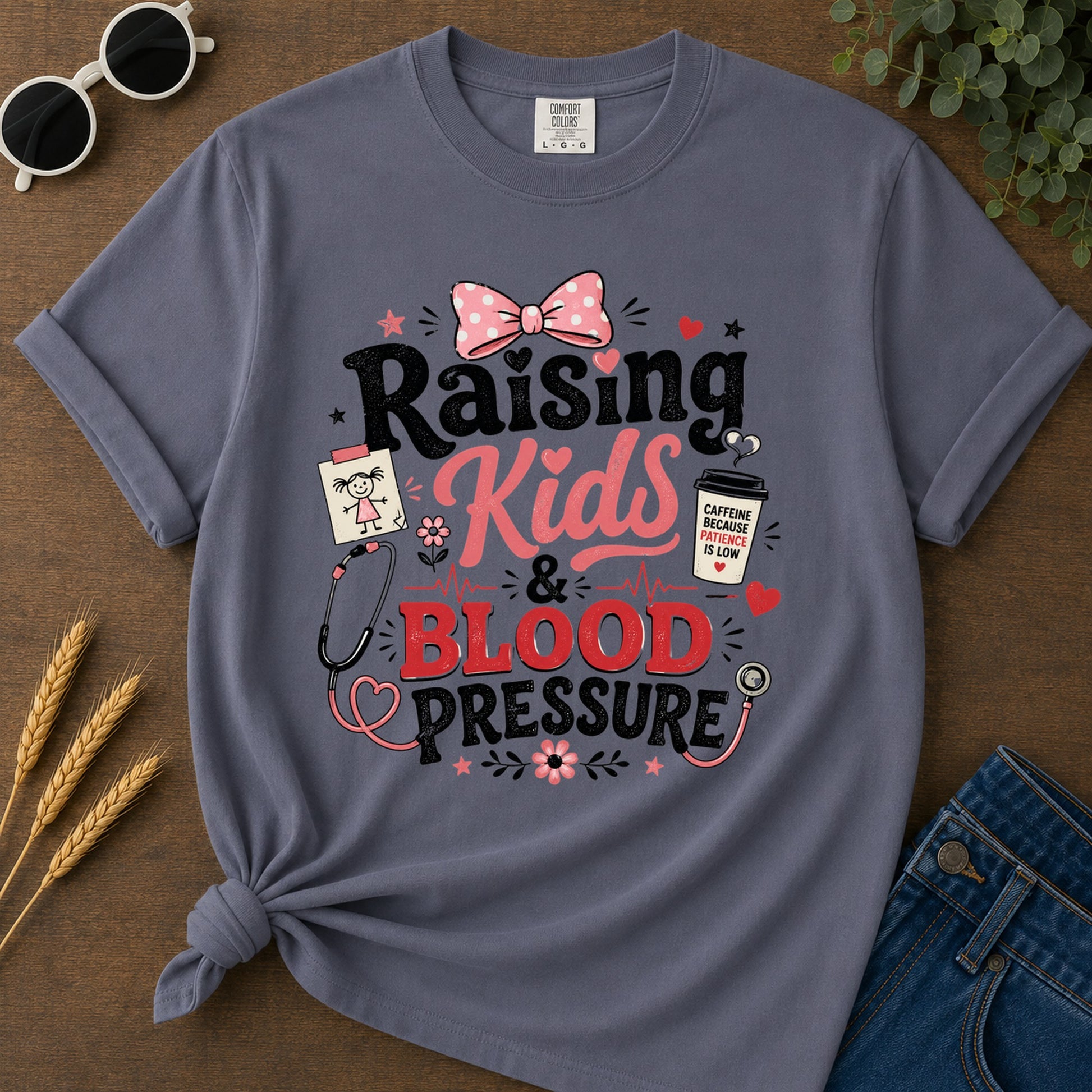 Raising Kids T-Shirt - Navy Mockup