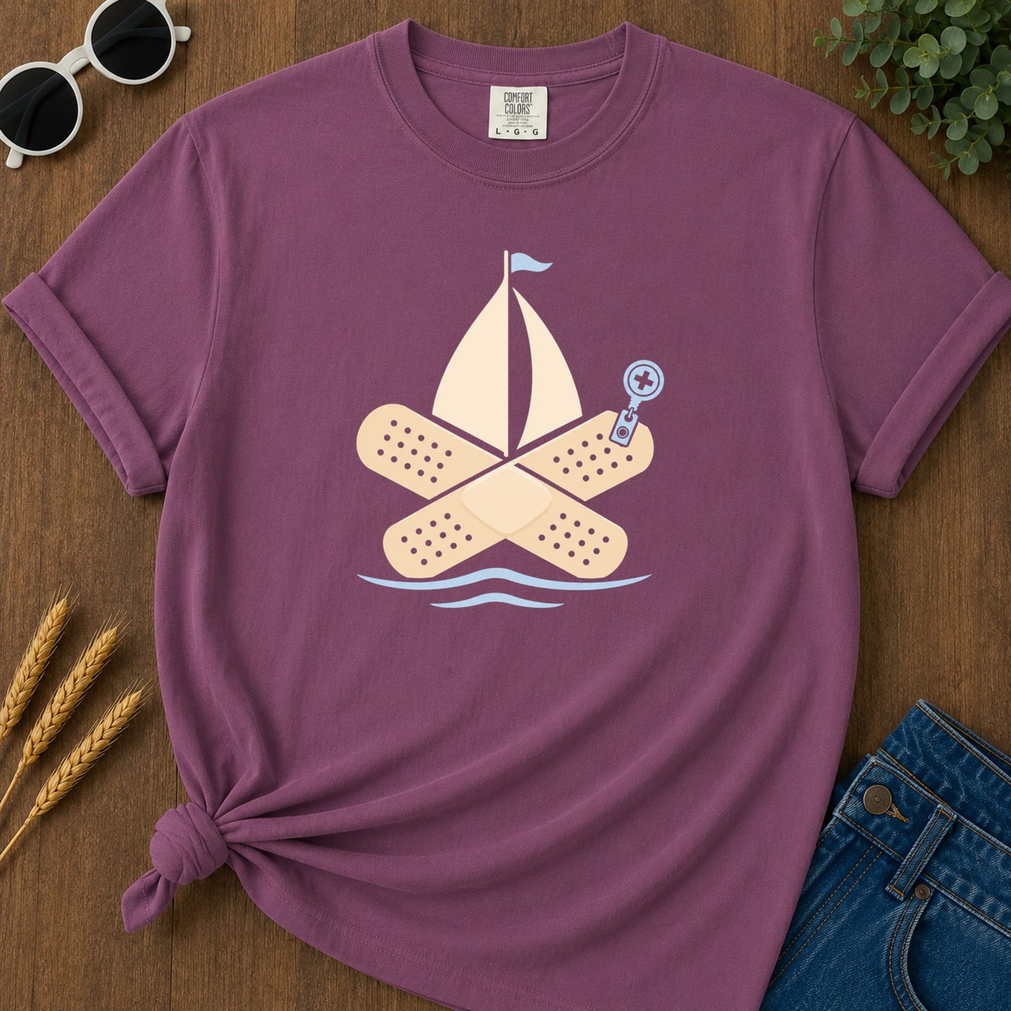 Bandage Raft T-Shirt - Berry Mockup