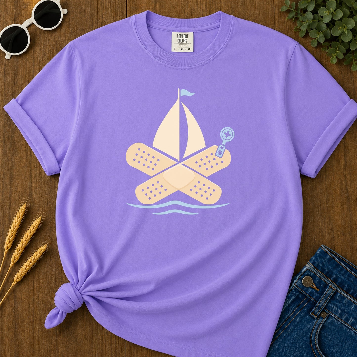 Bandage Raft T-Shirt - Violet Mockup