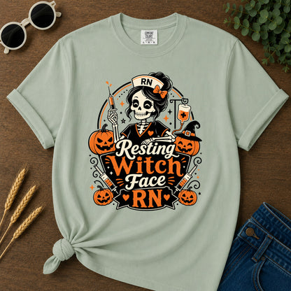 Resting Witch Face T-Shirt - Bay Mockup