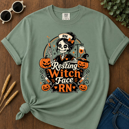 Resting Witch Face T-Shirt - Light Green Mockup